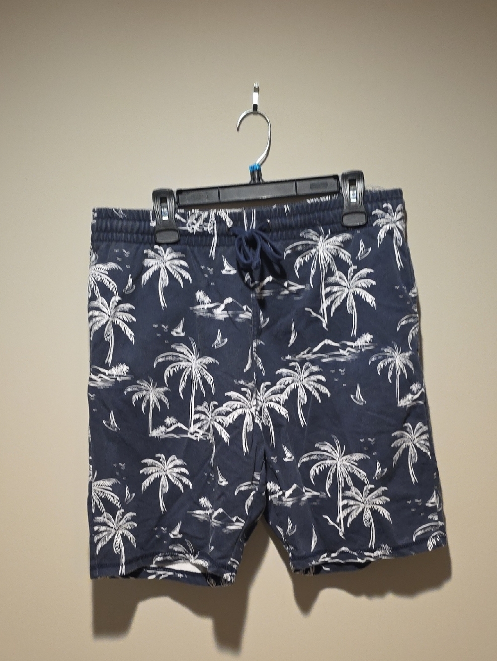 RF Brand Navy Palm-Print Men's Swim Trunks - L